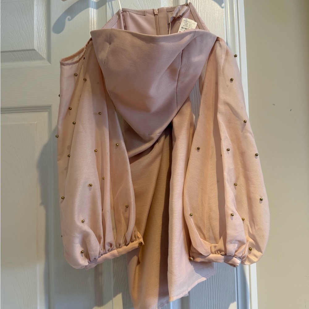 KEEPSAKE the Label Blush Pink Off-Shoulder Puff Sleeve Dress
